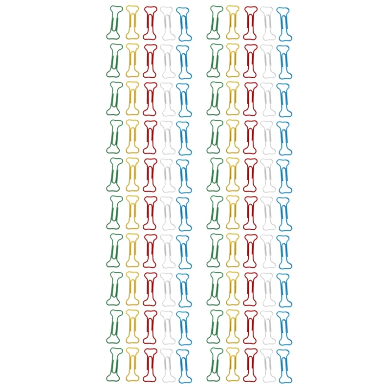 

100Pcs Bone Shape Multicolor Metal Paper Clips