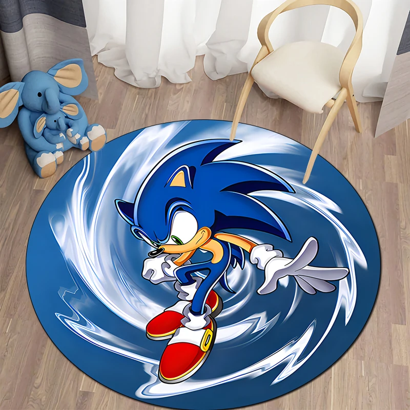 3D Cartoon Sonic Round Area Rug Floor Mat Living Room Carpet Polyester  Mat Dropship E-sports Chair Rugs Room Decor