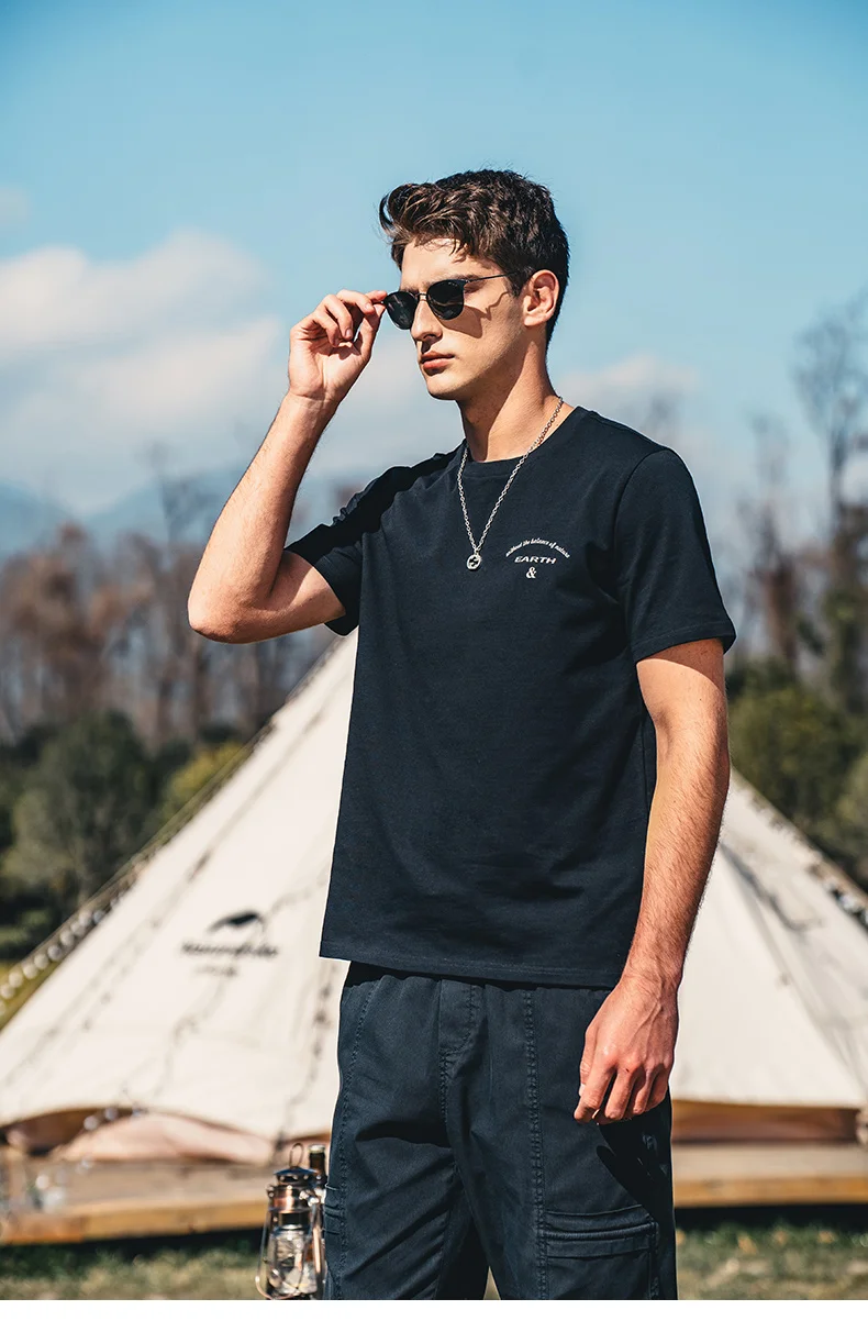 

Y0490 250G Heavyweight Cotton Men's Short Sleeve T-shirt Fashion Brand American Letter Printing Round Neck
