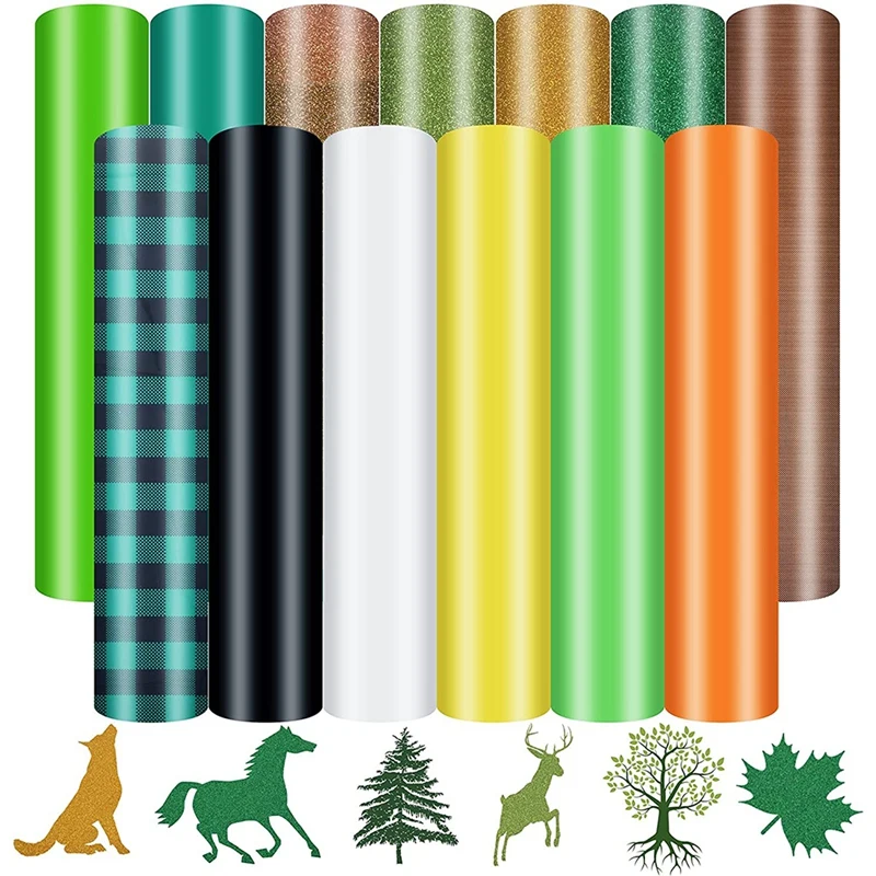 

HTV Heat Transfer Vinyl Set,Suitable For Craft Cutter,Green Glitter Ironing Vinyl Sheets,Suitable For DIY T-Shirt Fabric