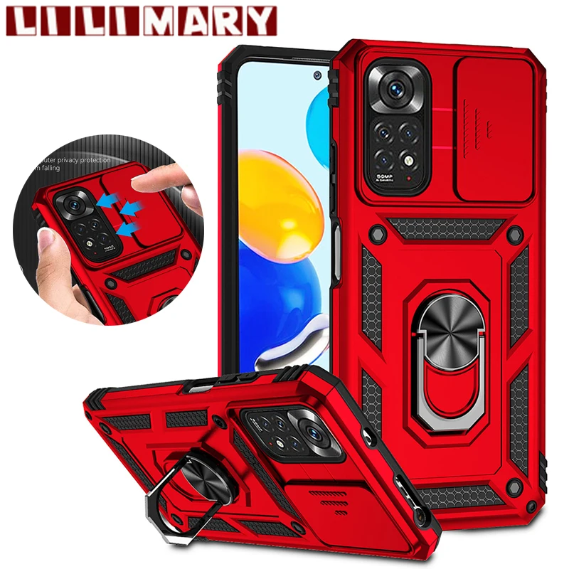 

Slide Camera Lens Case for Xiaomi Redmi Note 11Pro Military Grade Bumpers Armor Shockproof Phone Cover for Mi Redmi Note 11S 11