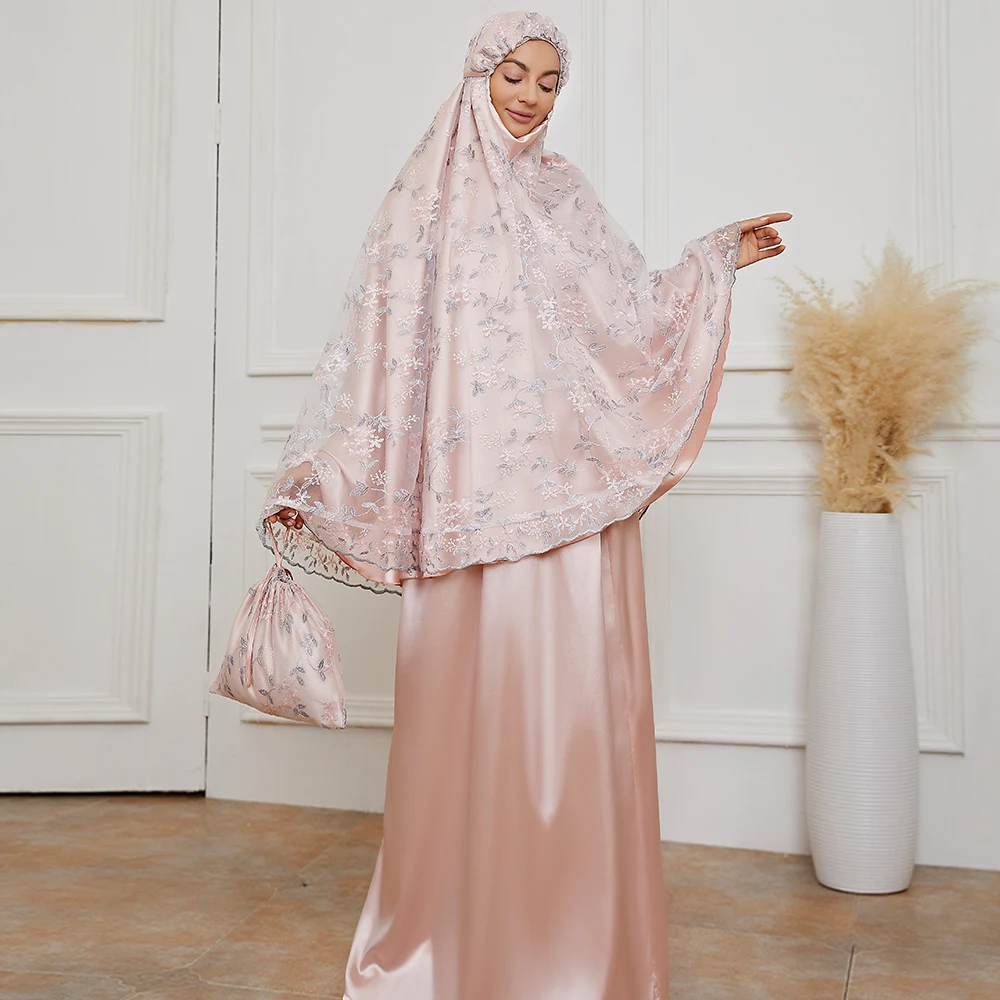 Muslim Set Dubai 2 Pcs Hooded Abaya Overhead Full Cover Jilbab Modest  Jilbab Prayer Garment for Traditional Festival