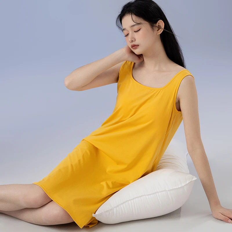 

Summer Sleepdress Modal Sleeveless Pajamas Thin Nightdress Home Clothes For Women Nightgown Solid