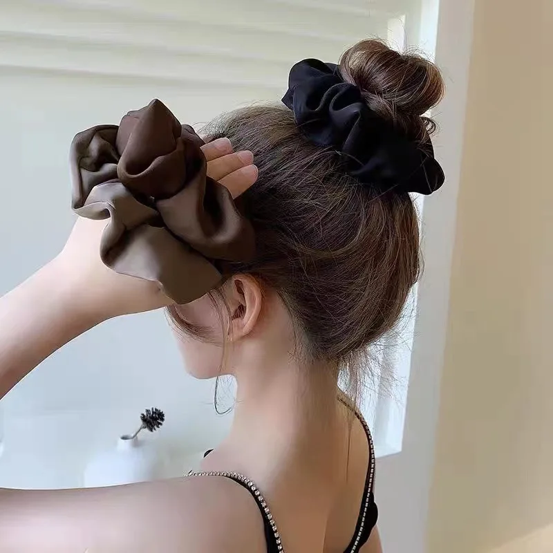 

Korean Elegant Silk Elastics Hair Band Solid Color Scrunchies for Women Girl Ponytail Holder Hair Rope Hairband Hair Accessoires