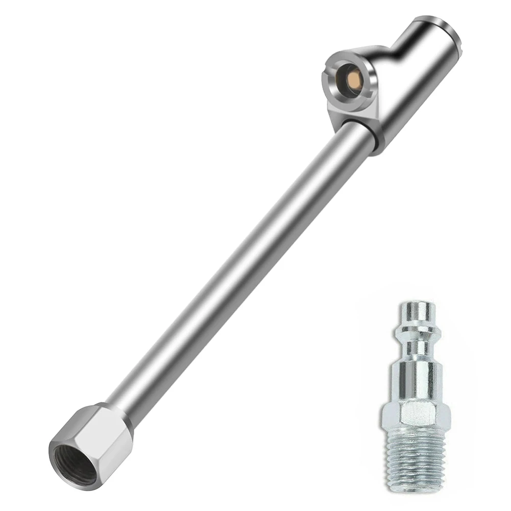 

Silver 1/2Pcs Chuck 1/4\" Female NPT Threads 16cm/6.4 In 2-In-1 Design Fit Air Inflators/gauges For Trucks RVs