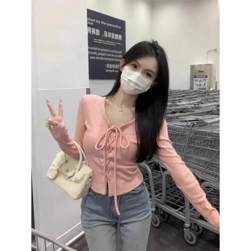 Pure Desire эстетичная женская футболка с длинными рукавами в корейском стиле на