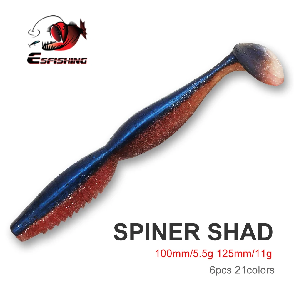 ESFISHING Quality Artificial Bait Spiner Wobbler Shad 100mm125mm For Pike Bass T Tail Jigging Pesca Soft Fishing Lure