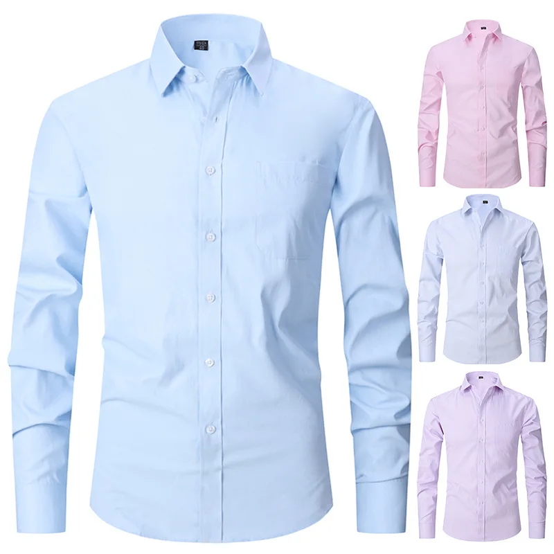 

Hot Sale New Solid Color Professional Shirt Men's Long Sleeve Shirt