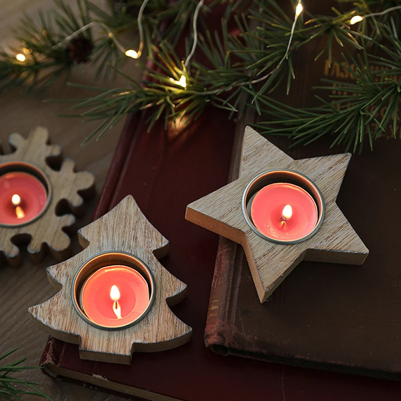 Natural Xmas Wedding Holidays Candlestick - Pentagram Xmas Tree Shape Candle Holder