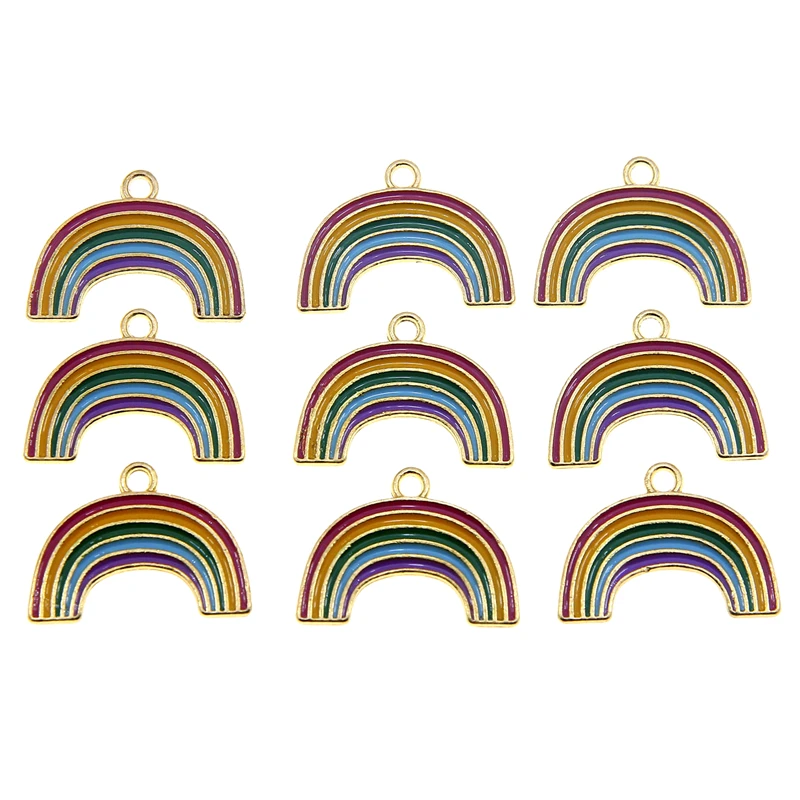 

50 шт. 23*17 мм эмалевые цветные радужные подвески, Подвески ручной работы, подвески, ожерелья, серьги, фурнитура для рукоделия