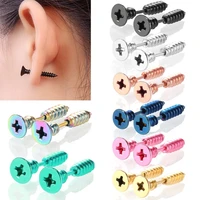 2pc punk men women stud earring anti allergic stainless steel body piercing whole screw stud earrings funny jewelry %d0%bf%d0%b8%d1%80%d1%81%d0%b8%d0%bd%d0%b3