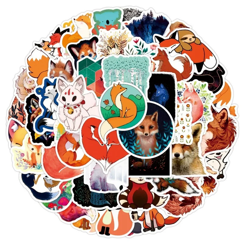 

10/50pcs Cartoon Cute Little Fox Sticker Craft and Scrapbook Sticker Suitcase Laptop Decoration Sticker Waterproof Children Toy