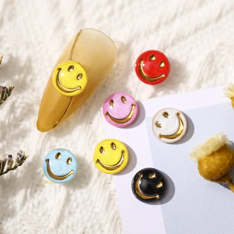 New Cute Smiley Manicure Emoticon Bag Cartoon Net Red Hot Style Japanese Smile Colorful Nails Sequins Jewelry Stickers enlarge