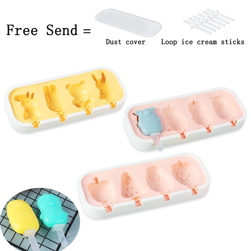

Cartoon Ice Cream Molds Silicone Popsicle Mold Freeze Ice Cream Maker DIY Dessert Mould Form For Popsicle Mould Cakesicle Mold