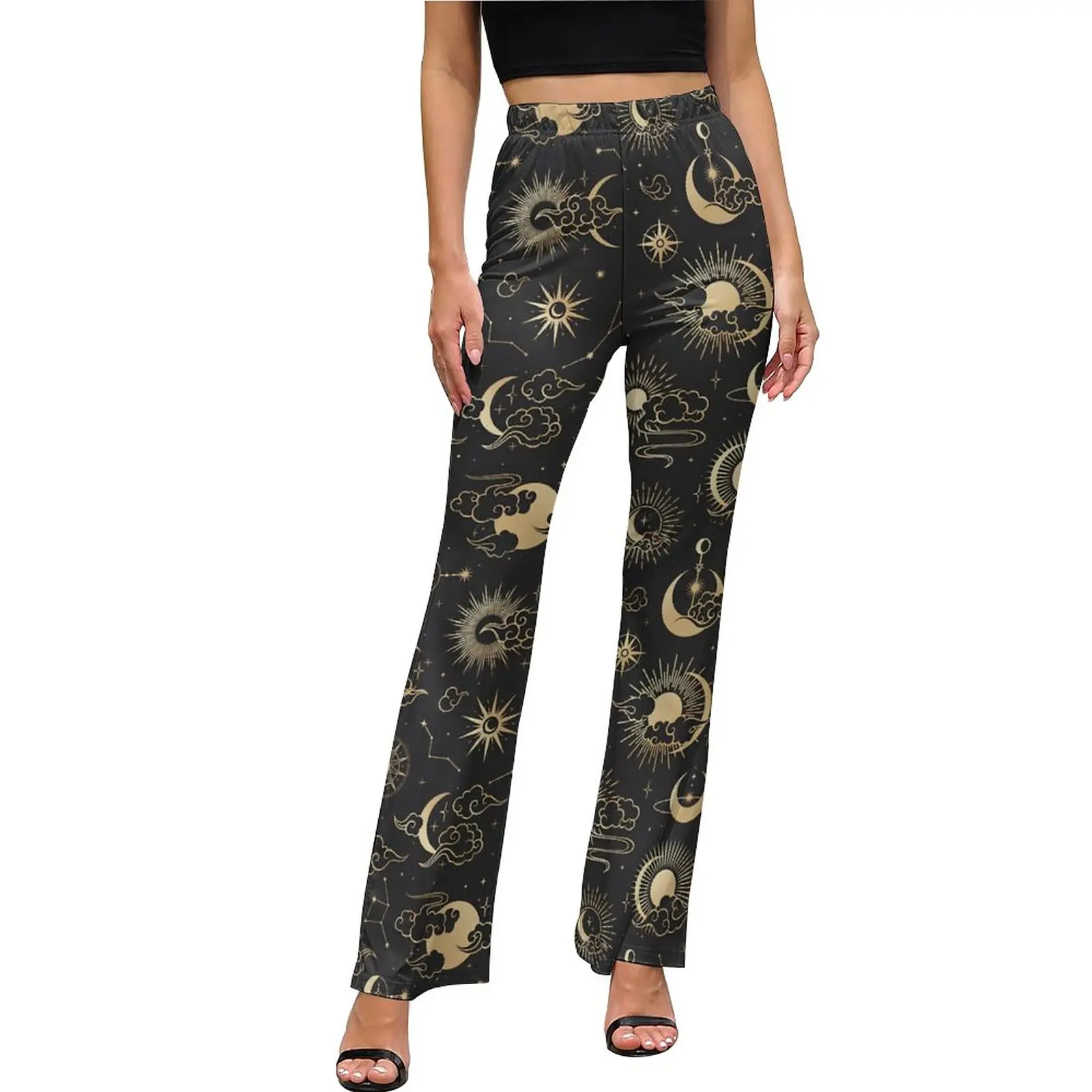 

Moon Star Sun Casual Pants Women Astrology Art Slim Streetwear Flare Pants Summer Sexy Custom Trousers