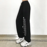 sunny y j workout sweatpants baggy letter printed black fashion vintage dark pants elastic waist fitness joggers women harajuku
