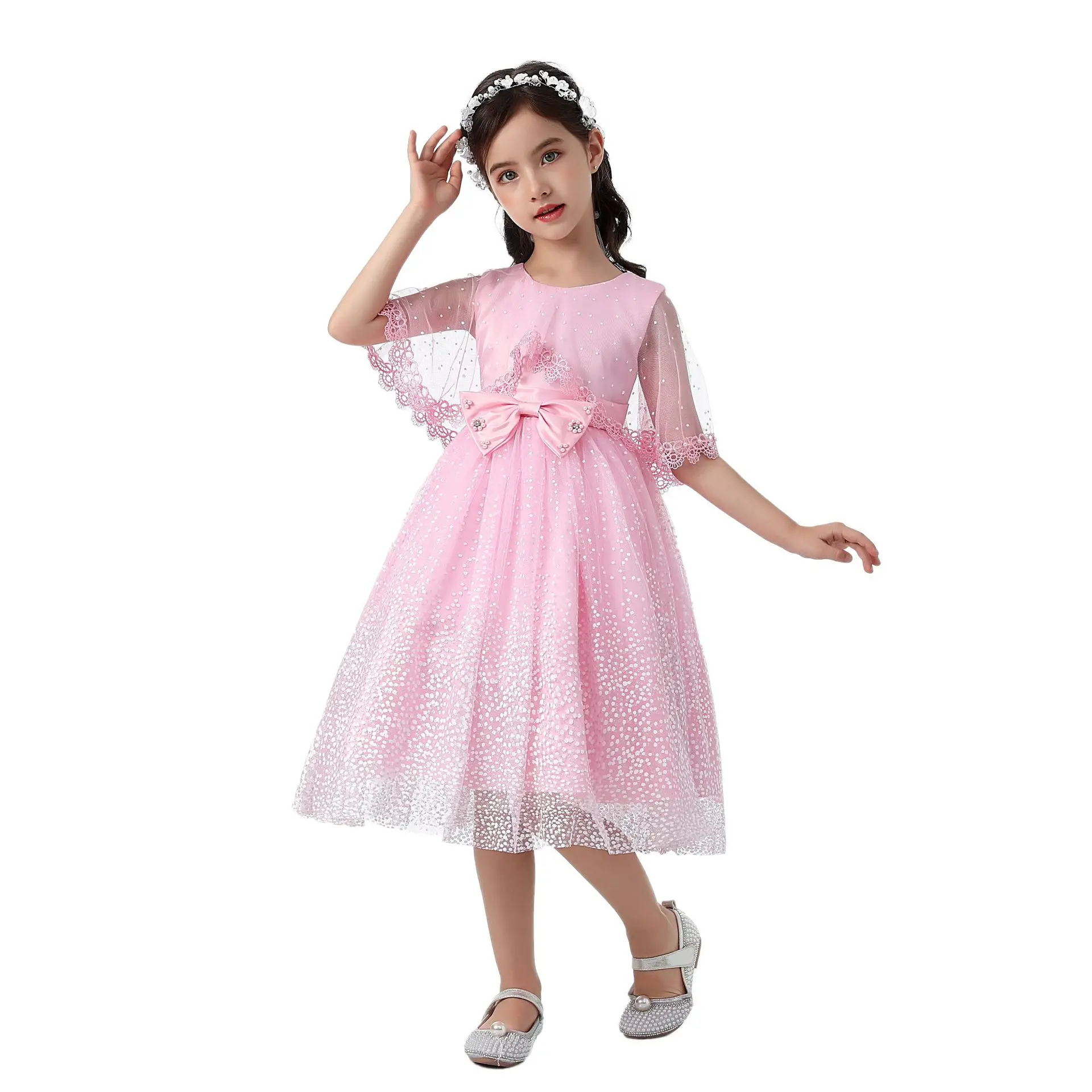 

Flower Girl Lace Dress Top Tulle Skirt Kids Wedding Christmas Holiday Party Dresses Bridesmaid Birthday Pageant Ball Gown