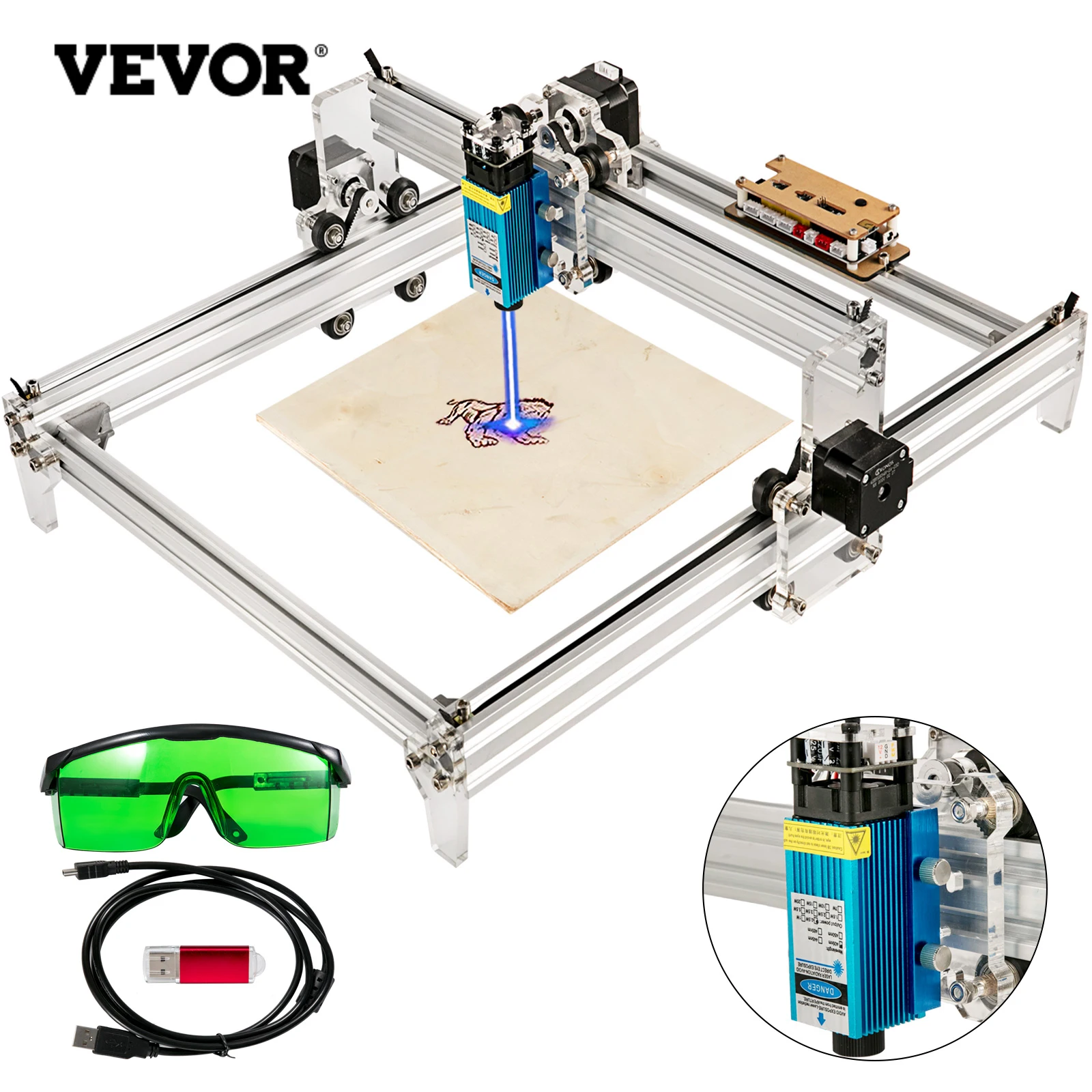 

VEVOR 30x40CM Laser Engraver 0.5/2.5/5.5/7W Desktop DIY GRBL control CNC Router Laser Engraving Cutting Machine for Plastic Wood