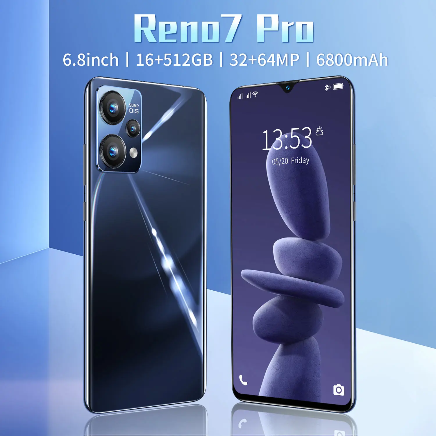 global version reno7 pro smartphone 16gb512gb 6 8inch android iphone cellphones mobile phone celulares vivo oppo samsung huawei free global shipping