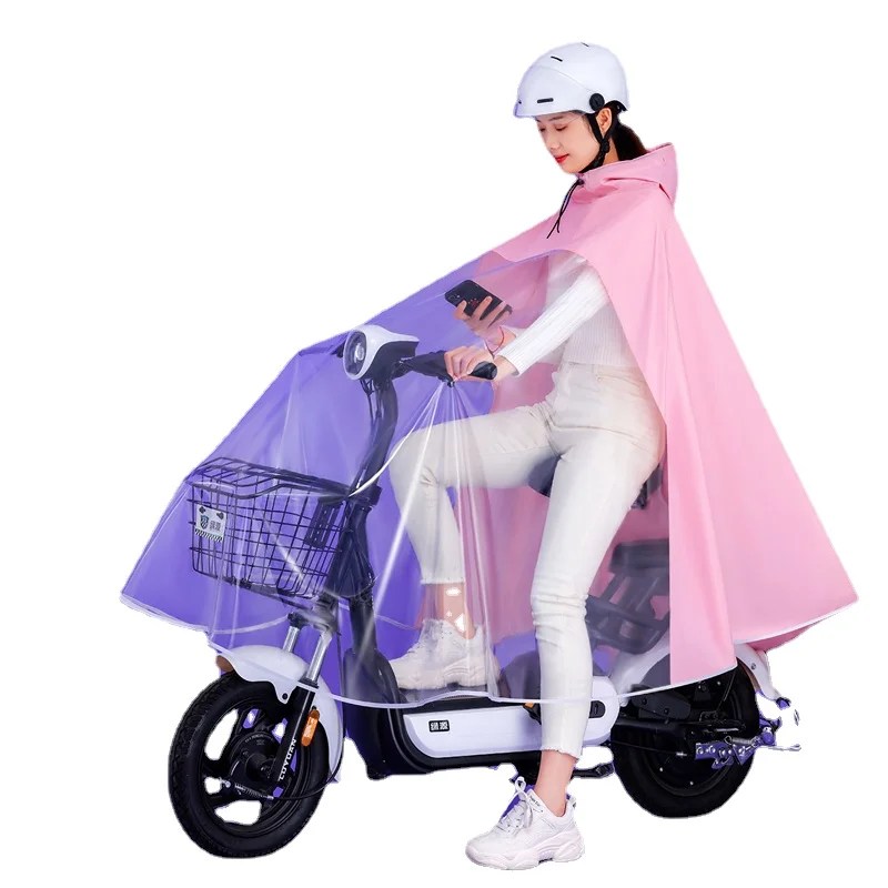 Raincoat Electric Car Women's Single Body Rainproof Transparent Long Battery Bicycle Poncho