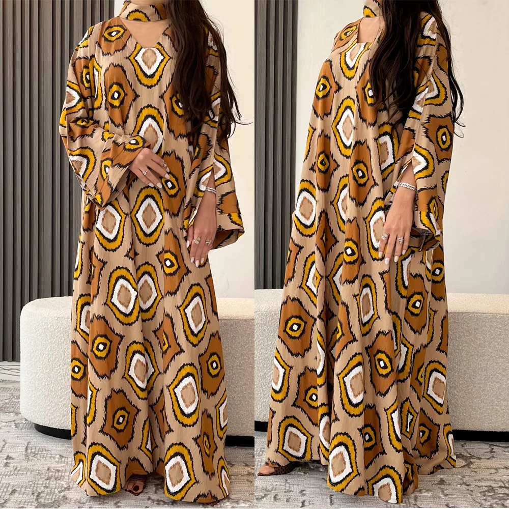 

Robe Femme Musulmane Middle East Arab Abaya Muslim Robe Printed Southeast Asian Fashion Dress Women's Ramadan Abayas For Women