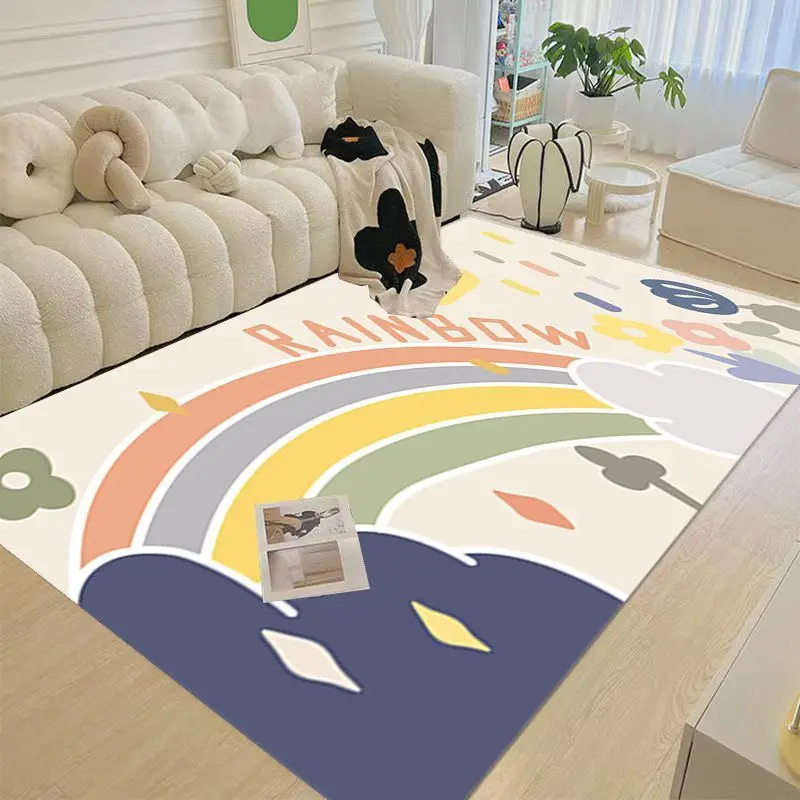 

Japanese Cartoon Printing Living Room Large Size Children'S Carpet Bedroom Bedside Mat Kawaii Rainbow Rug