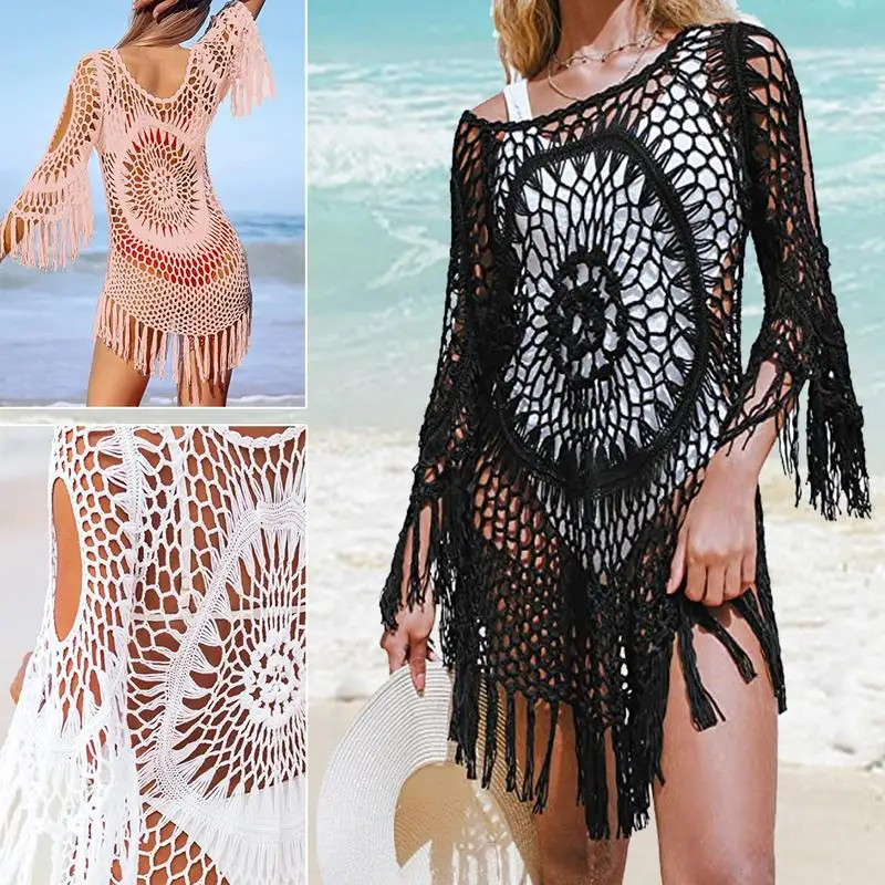 

Летняя Пляжная майка с вырезами, сексуальное бикини, наружная накидка для женщин, пляжный купальник, вязаное пляжное платье