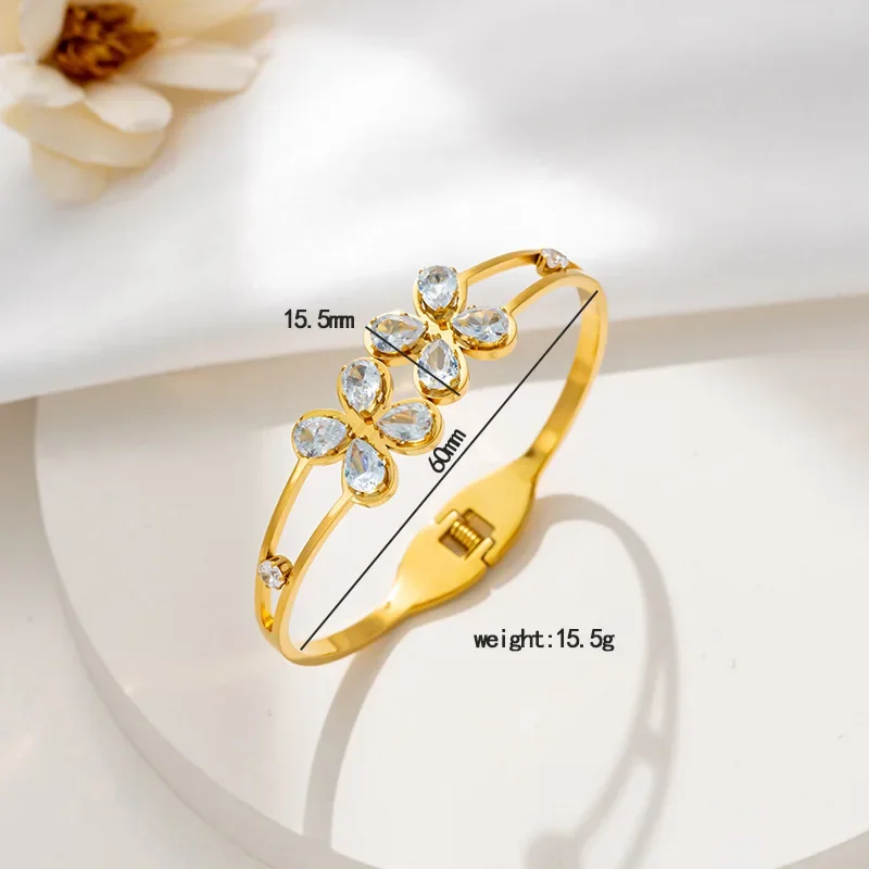 Роскошный браслет из титановой стали в европейском стиле с большими