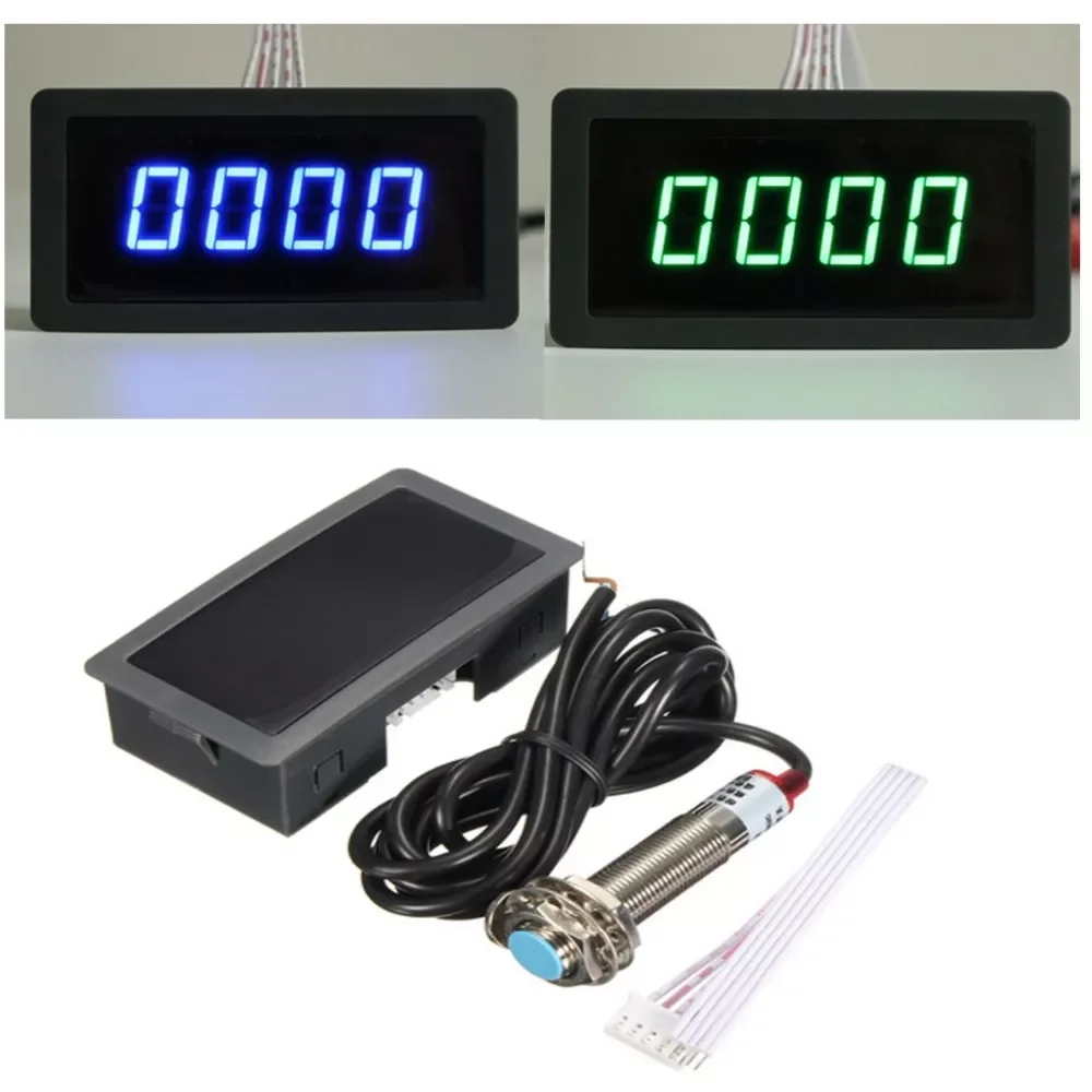 

1/2pcs 4 Digital LED Green Tachometer Gauge RPM Speed Meter+Hall Proximity Switch Sensor NPN 12V Dropshipping