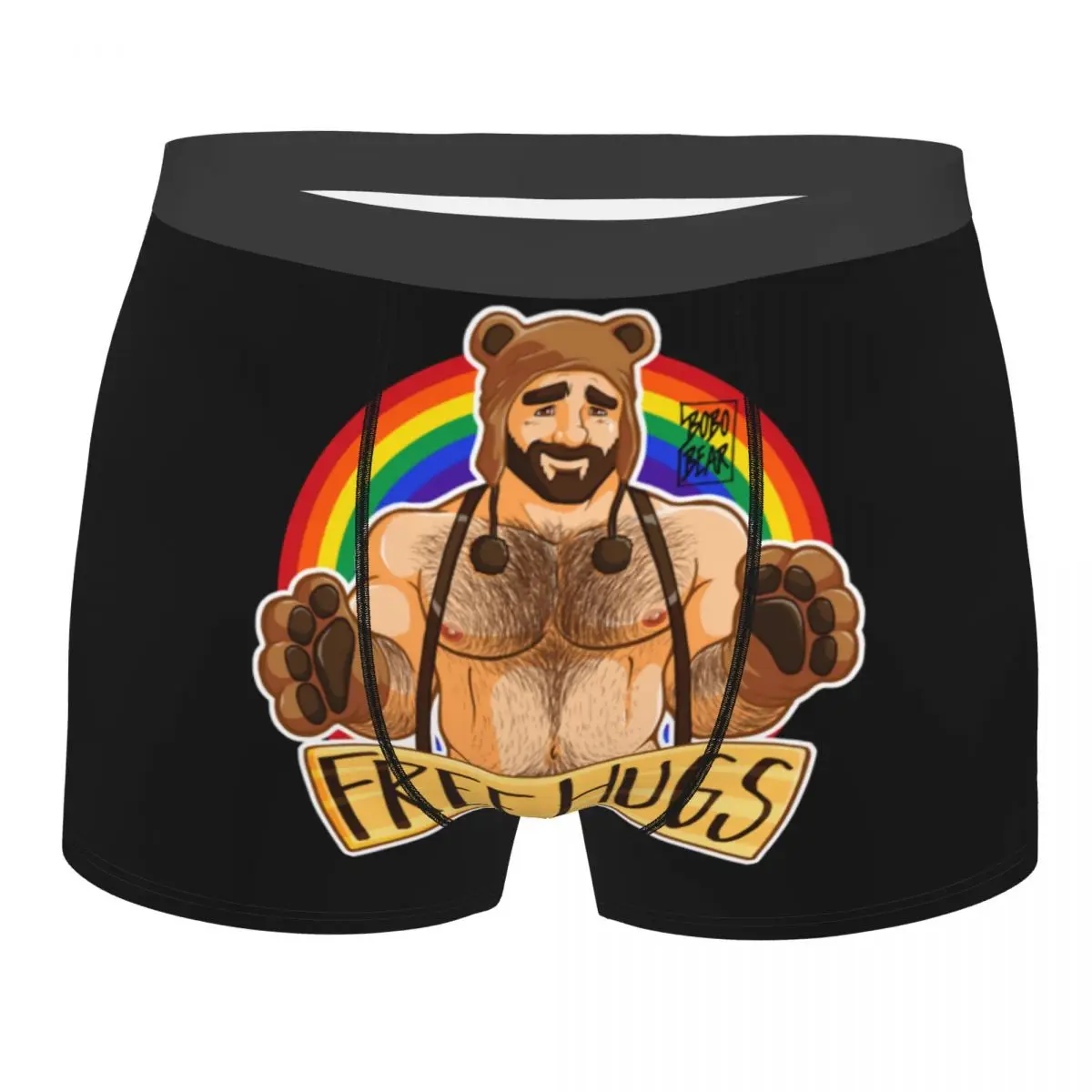 

Gay Pride Adam Free Hugs Boxer Shorts For Homme 3D Print Sexy Bobo Bear Lgbt Underwear Panties Briefs Breathbale Underpants