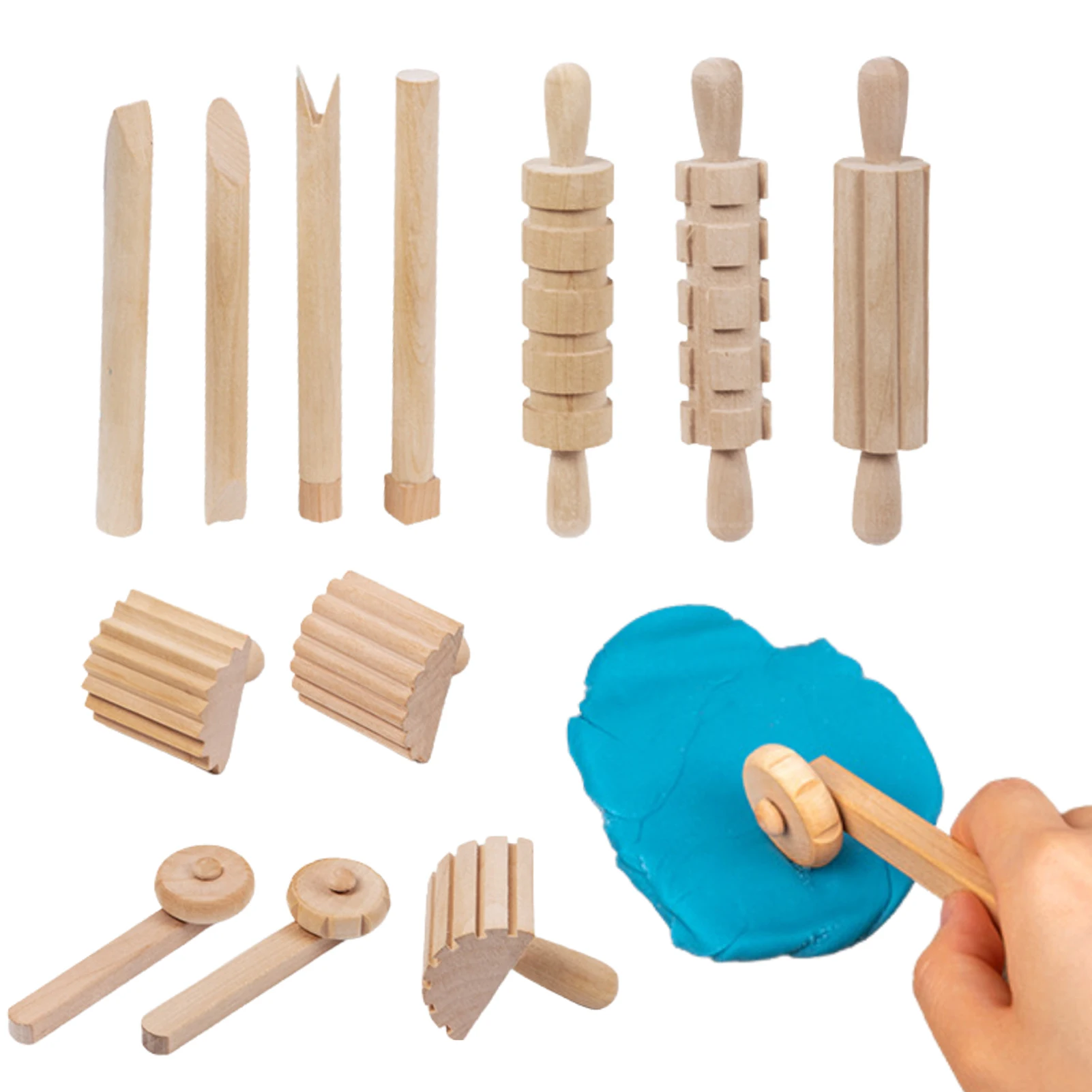 

Wood Mini Rolling Pin Wood Mini Kid DIY Handle Roller Hand Roller Stick For Cookie Dough Pasta Bakery Pizza Children's Toys DIY