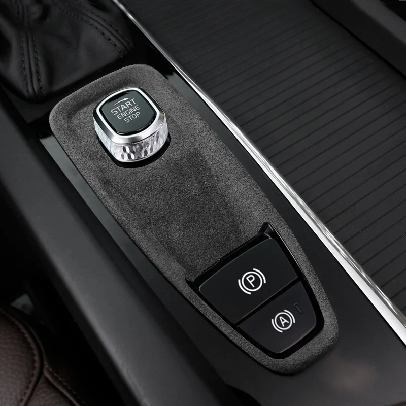 Фото Для Volvo S90 XC60 V90 XC90 S60 V60 алькантара накладка на ручку автомобиля электронный ручной тормоз декоративная рамка панель зажигания №2