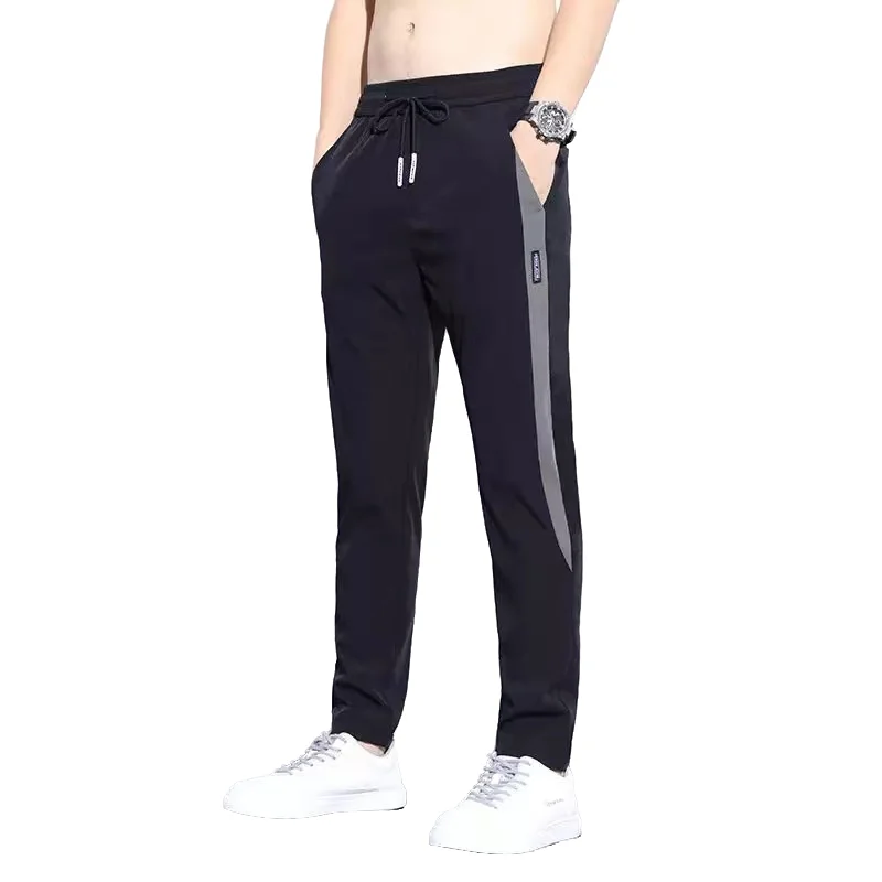 

2022 new summer thin casual pants men's straight loose ice silk elastic slim fit all-match trend sports trousers