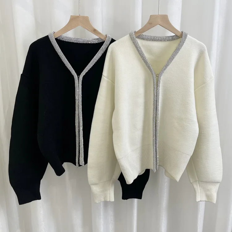 

Женский зимний кардиган на молнии, с блестками и кристаллами