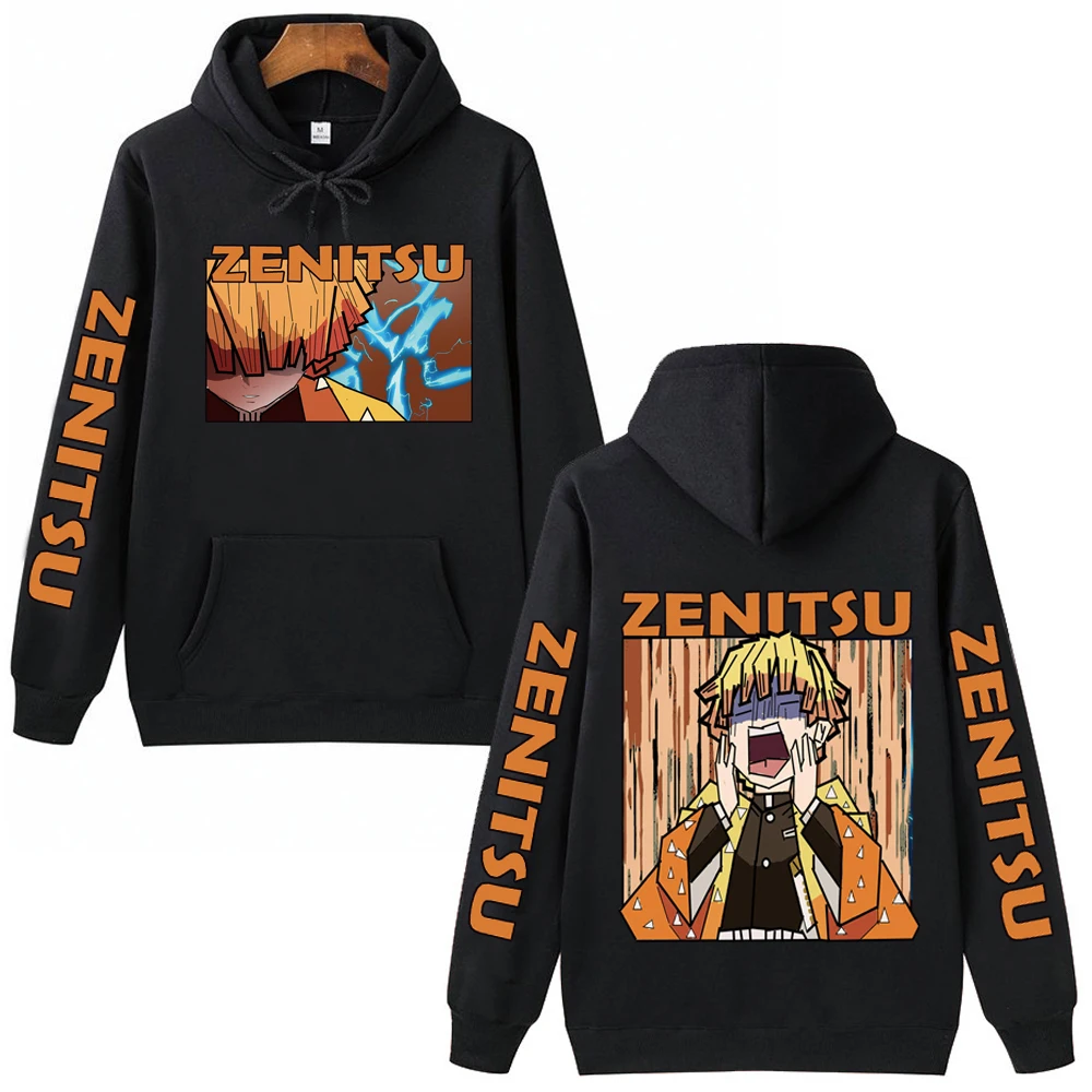 

Толстовка Zenitsu с капюшоном для мужчин и женщин, популярный пуловер в стиле аниме, рассекающий демонов, стиль хип-хоп, Харадзюку, топы, свитшот, подарок для фанатов