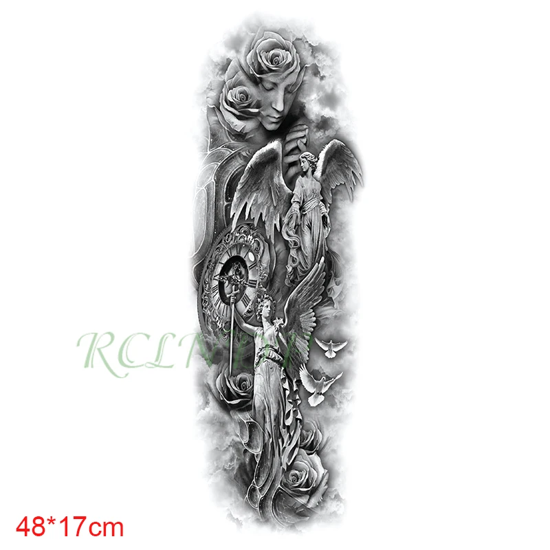 Водонепроницаемая Временная тату-наклейка Крылья Ангела крест часы цветок