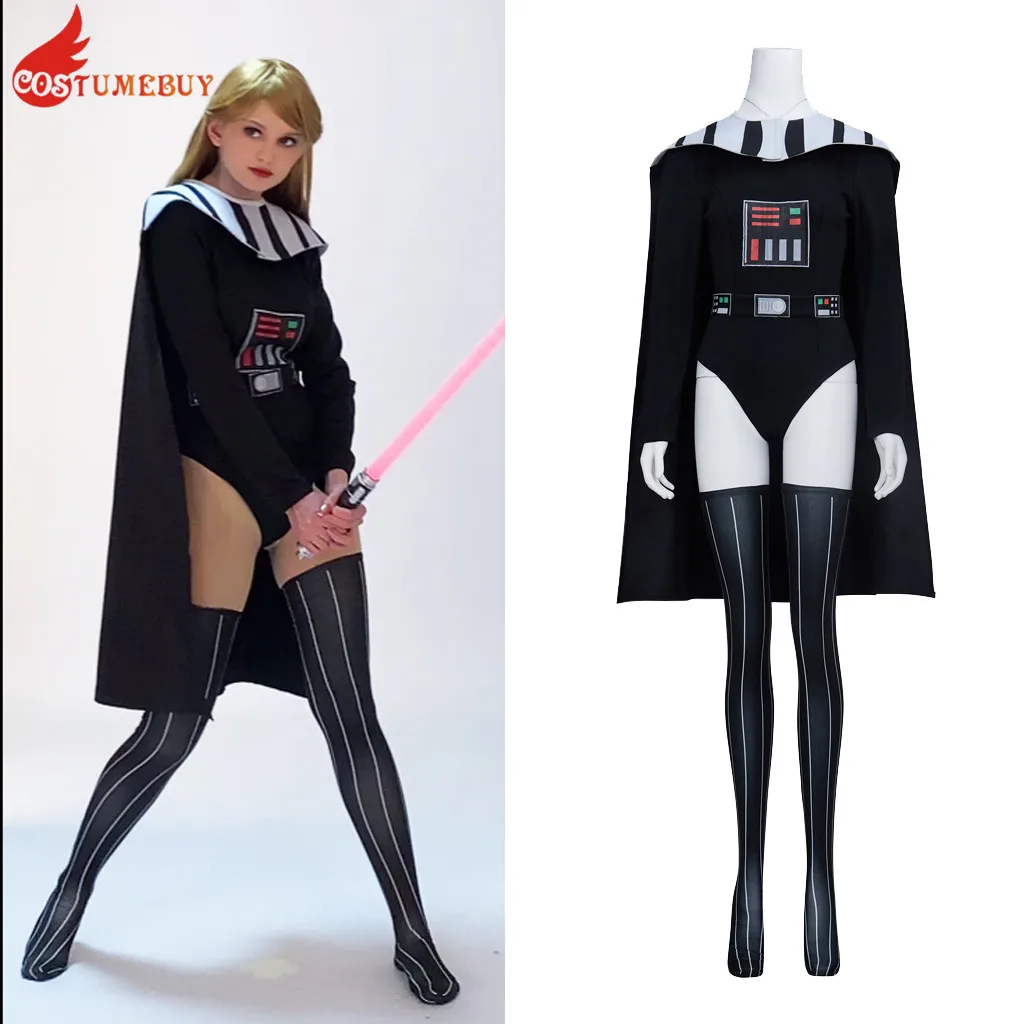 

Wars Movie Anakin Slave Skywalker Warrior Darth Cosplay Vader Costume Black Jumpsuit Cloak Halloween Party Outfits