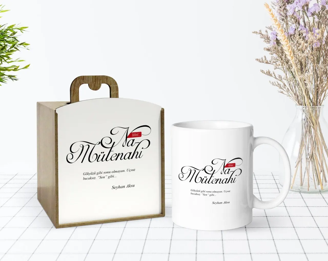 

Сделанный на заказ в деревянной коробке Mânâ Namütenahi дизайн белая кружка Bardak-1