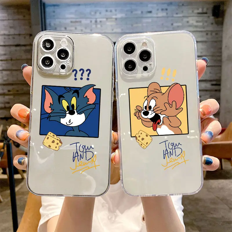 

Cute Cat and Mouse Case For iPhone 12 11 13 11 Pro 6 7 8 12 mini XR XS 12Pro MAX SE 2020 13 Pro shell Cartoon Soft TPU Funda