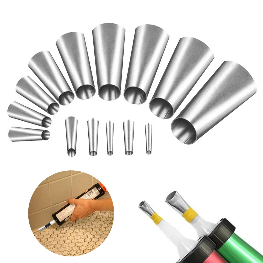 

14PCS Stainless Steel Caulk Nozzle Applicator Caulking Finisher Glue Silicone Sealant Finishing Tool Kitchen Bathroom Sink Joint