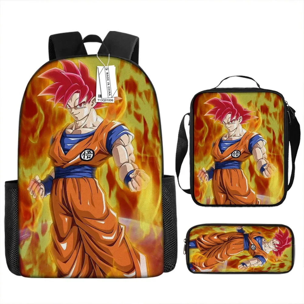 

3D Print Seven Dragon Ball Cartoon Around Backpack Three Sets of Dragon Ball Super Zipper Schoolbag Crossbody Bag Pencil Bag