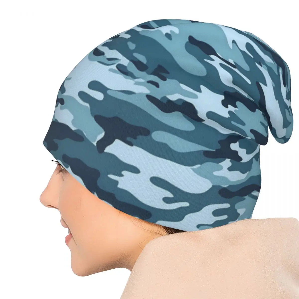 Синие камуфляжные шапки с камуфляжным принтом вязаная шапка для мужчин и женщин