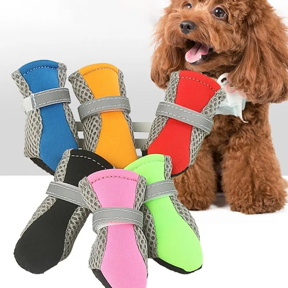 

Fabric 4Pcs Durable Non-Slip Puppy Boots 6 Sizes Dog Boots Non-Slip for Pet