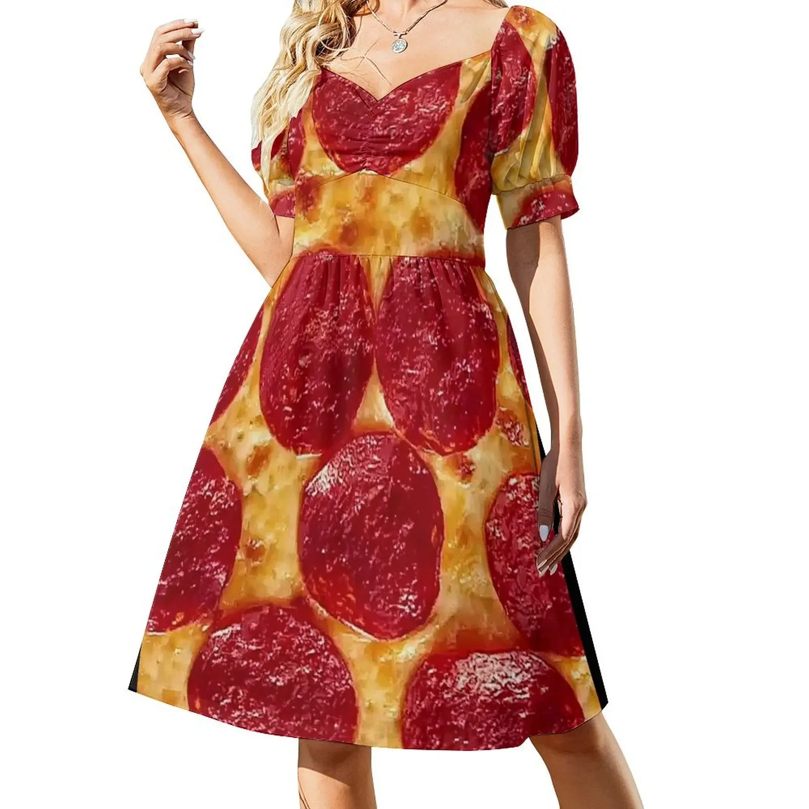 Pepperoni Pizza Платье с короткими рукавами женское Женское платье