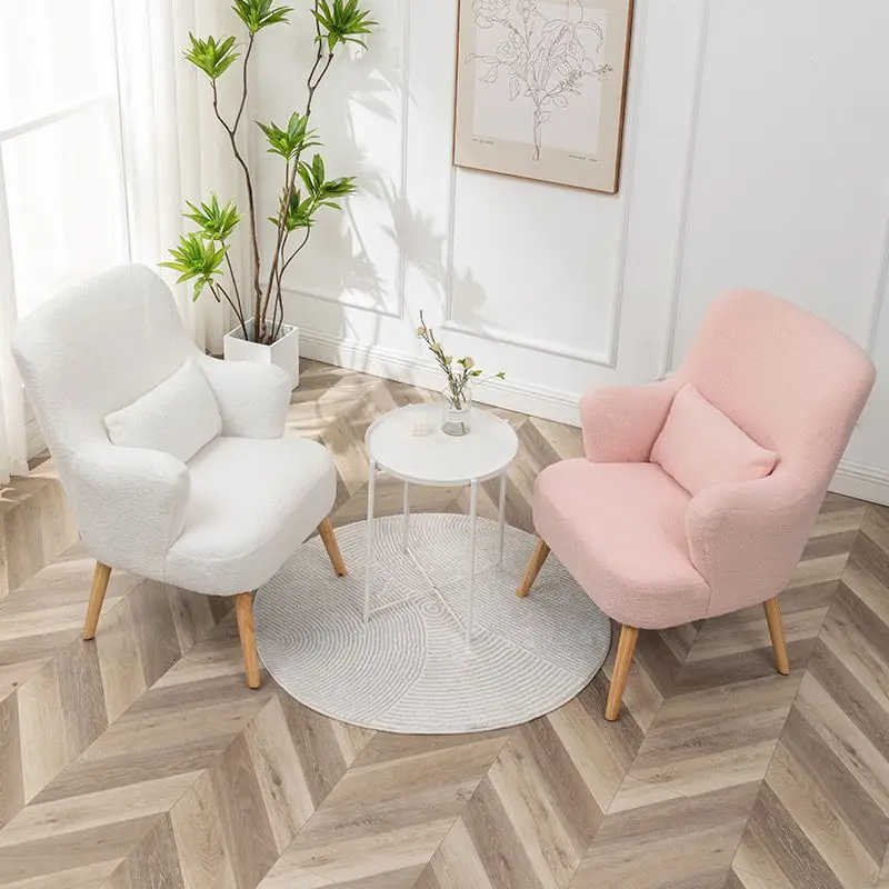 

Vintage solid color Nordic single small sofa balcony study room dining room sofa chair casual simple light luxury office sofa