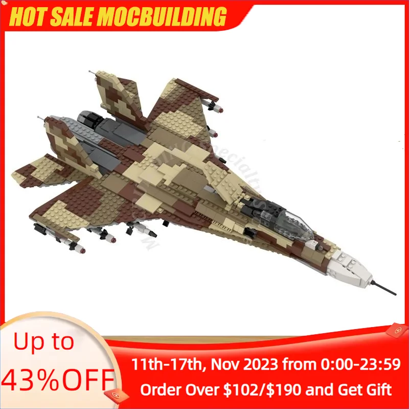 

Sukhoi Su-27 Flanker Battleplane Fighter Model Display MOC Building Blocks Bricks Construction Toys Gifts Christmas