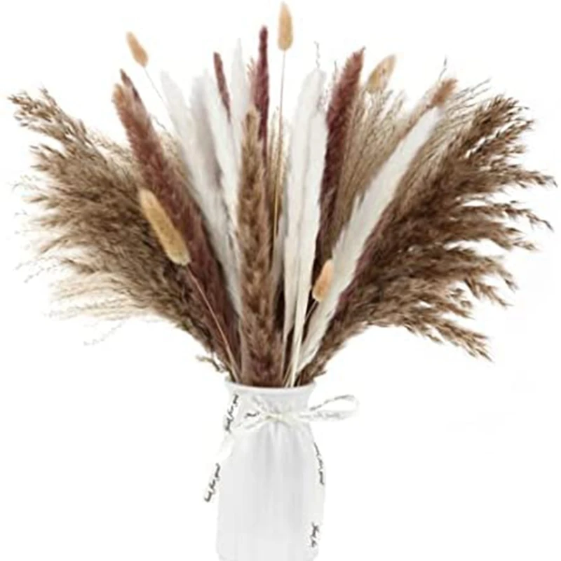 

55 шт. букет из пампасной травы, натуральная сушеная пампасная трава, пушистый букет из стеблей для домашнего декора, свадебные Композиции, д...