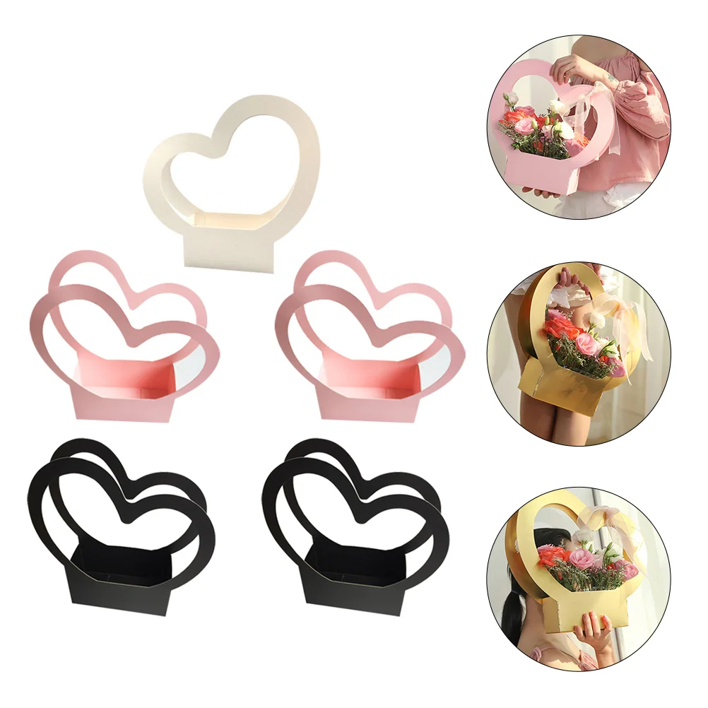 

5 Pcs Fashionable Flower Boxes Hand-held Flower Cases Simple Packaging Cases