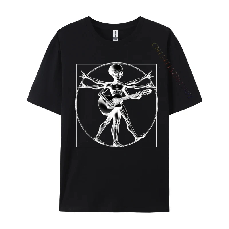 Vitruvian Man Alien Guitarist Guitar Rocker Music Festival Funny 3D Printed Top T-Shirts Faddish Camisa Cotton