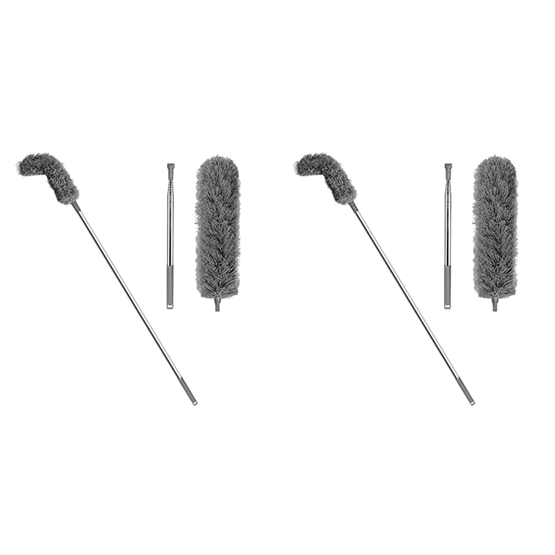 

2X Gutter Cleaning Brush Roofing Tool With Telescopic Extendable Pole 8.2Ft Guard Cleaner Tool Easy Remove Leave, Grey